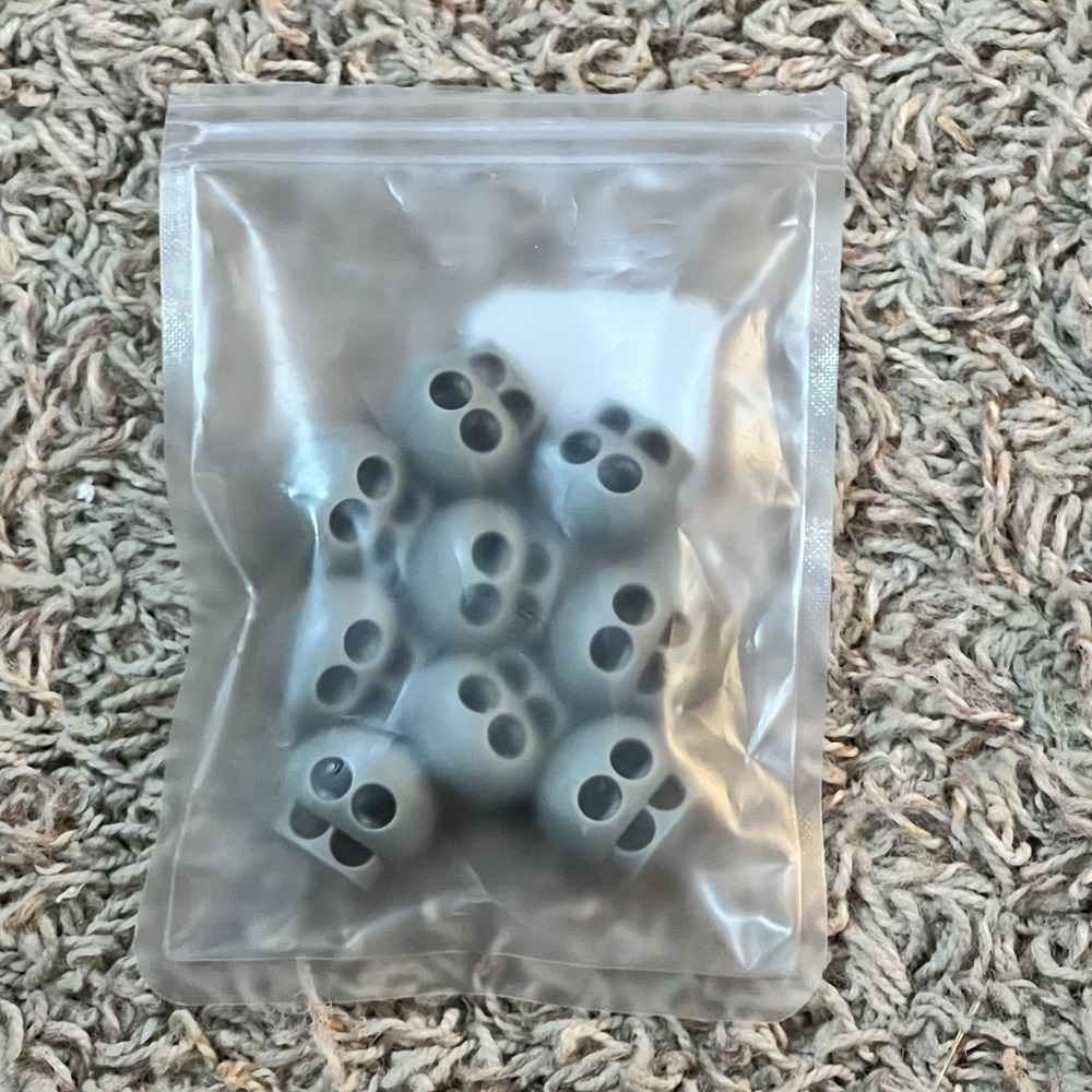 Package of 9 Shoe Lace Toggles Cord Locks Gray Plastic Brand New